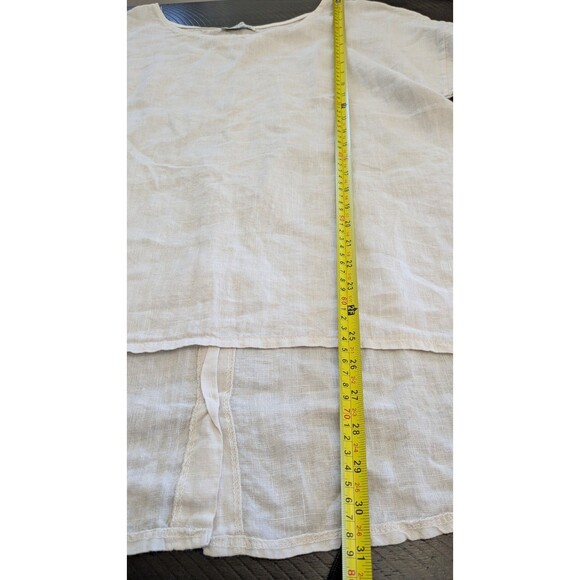 Terzo Millennio Womens Linen Tunic Top Medium Lagenlook Button Back Natural - Picture 9 of 9